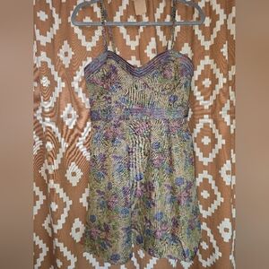 Free People Corset Jacquard Rose Dress Spagetti Strap Mini, Womens 10 NWT